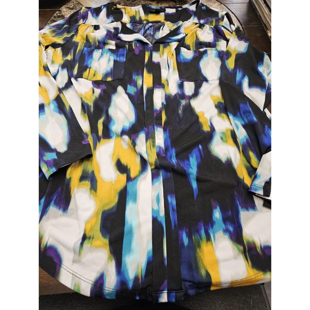 Worthington Tie Dye Colorful Blouse Shirt Women's Size XL Stretchy